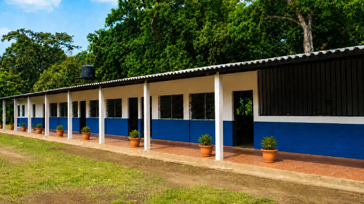 Infraestructura educativa en zona rural de El Salvador, refleja acceso a educación y oportunidades de desarrollo para comunidades y mipymes locales